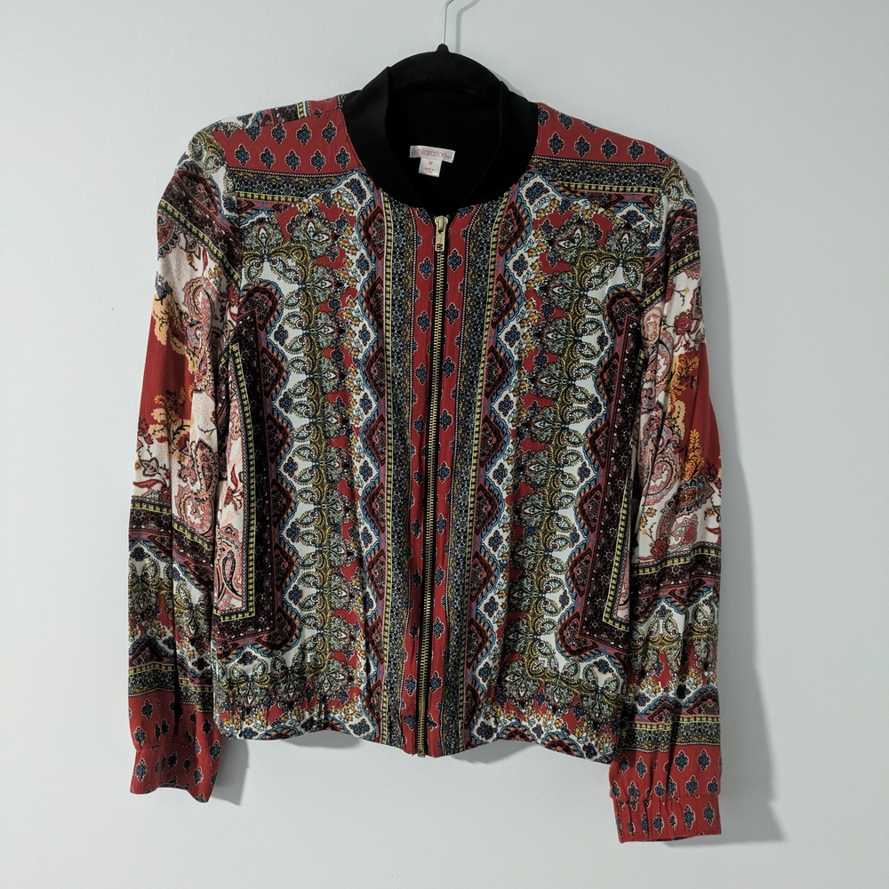 Xhilaration Red and Black Patterned Jacket